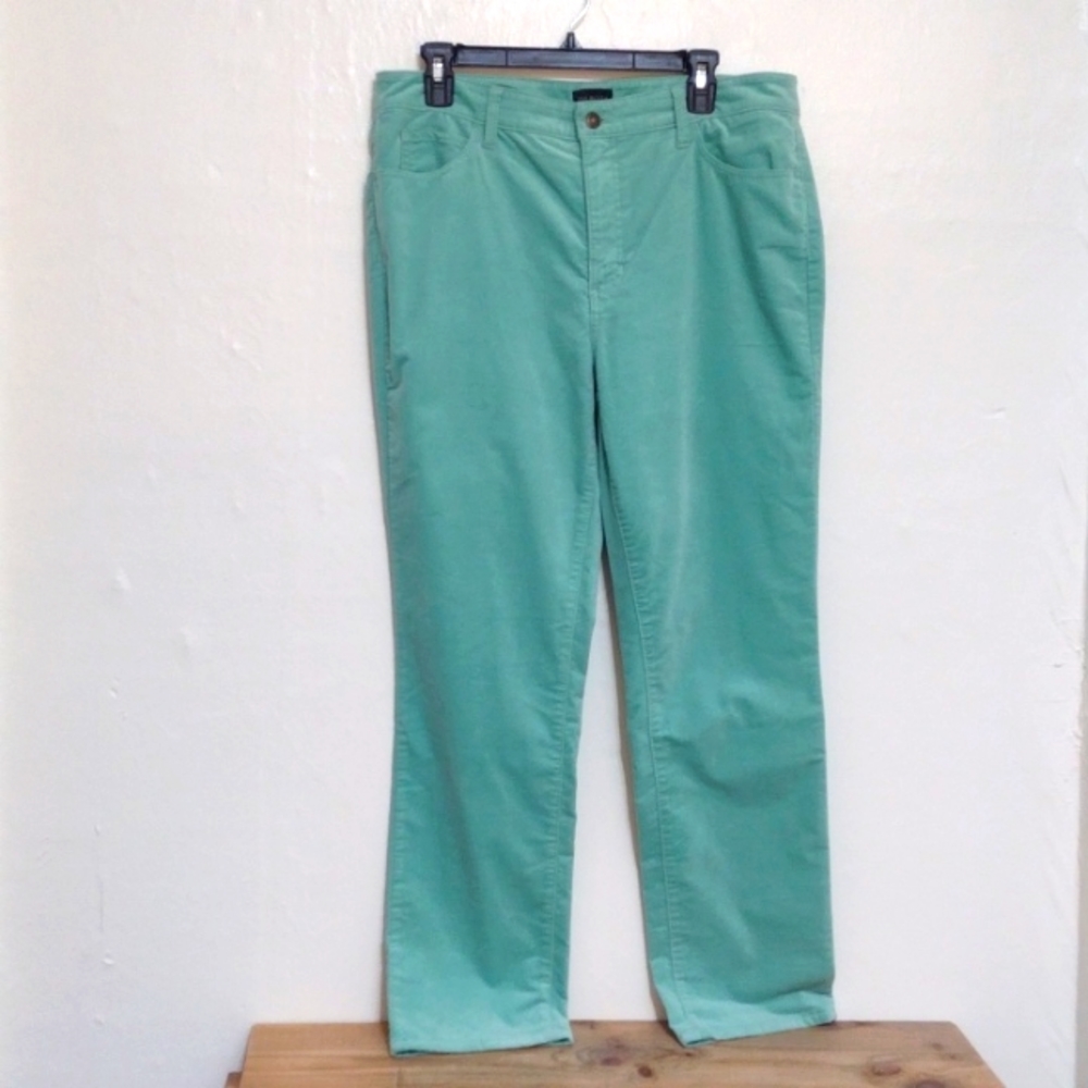 Talbots Green Velveteen Straight Leg Pants Size 12p